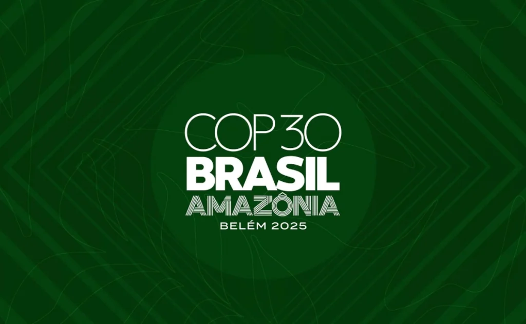 Imagem relacionada ao repertório sobre a COP30 para o ENEM, com destaque para o tema de mudanças climáticas e sustentabilidade na Amazônia, preparada para o estudo de estudantes que se preparam para o exame.