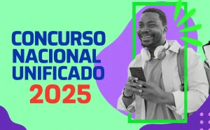 O texto em destaque diz “Concurso Nacional Unificado 2025” em letras grandes azul-escuro e vermelho